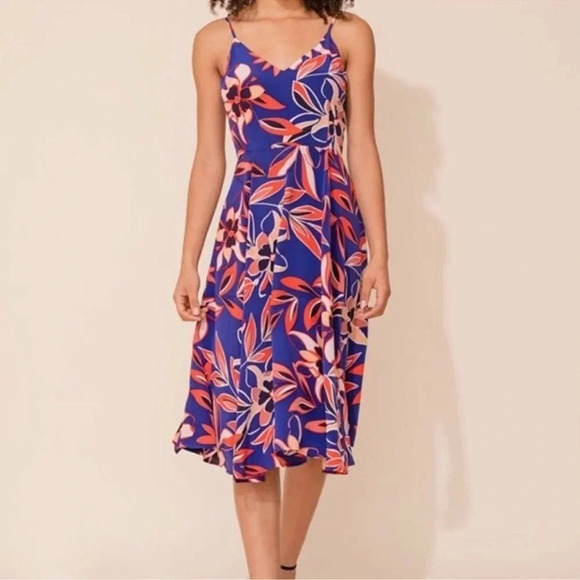 Yumi Kim Navy Blue Moonlight Silk Floral Dress Size M - Picture 1 of 9